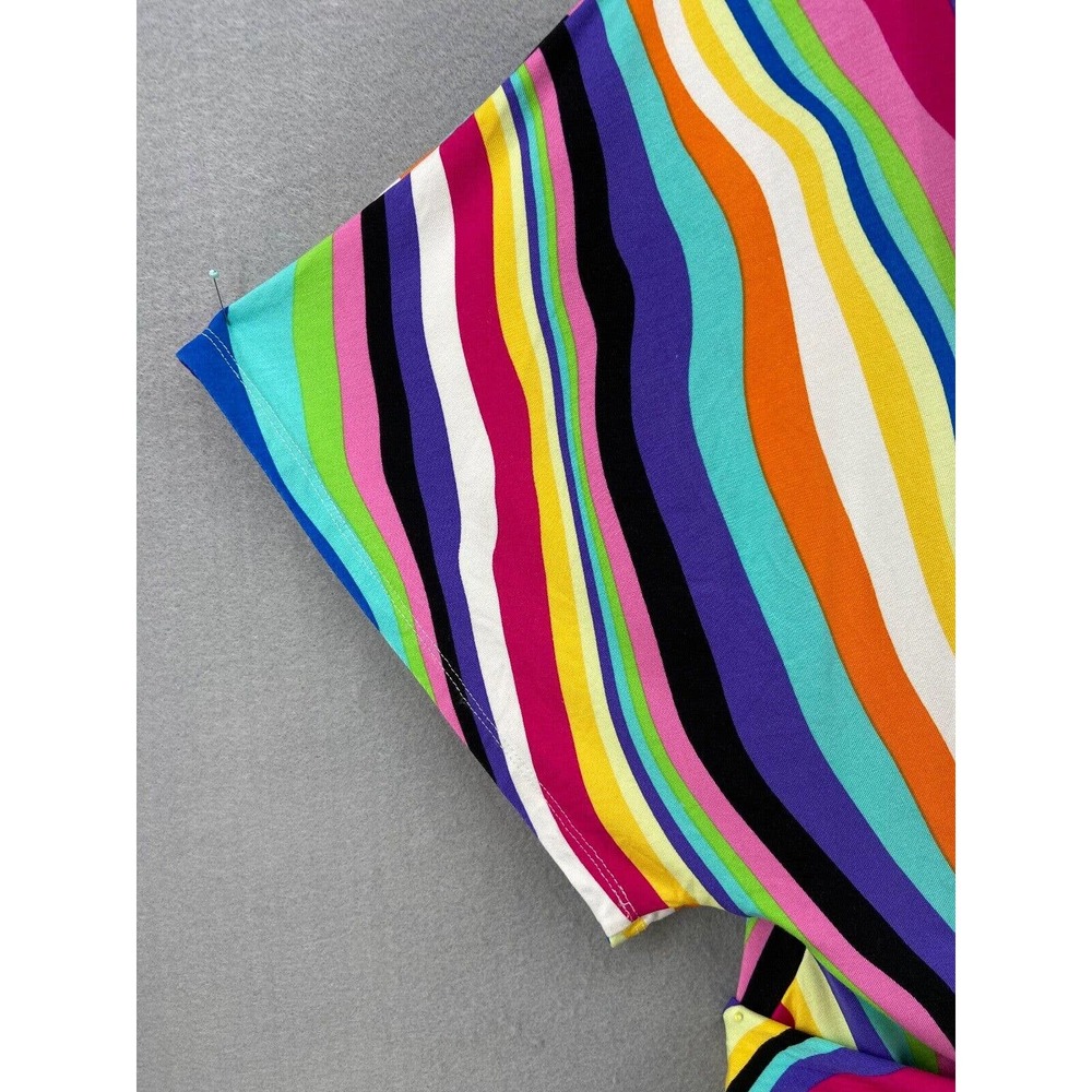 Eloquii Dress‎ Womens Sz 16 Wrap Around Multicolor Midi Stripe V-Neck Pullover - Picture 4 of 15